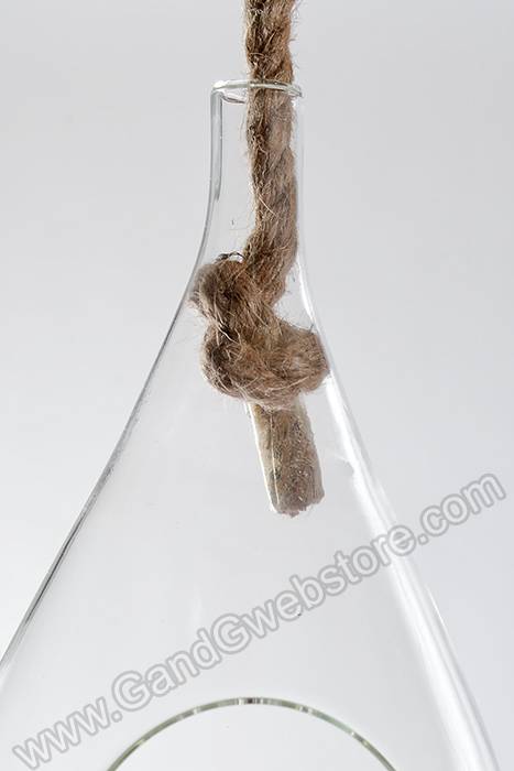 9" Glass Hanging Teardrop Terrarium Clear