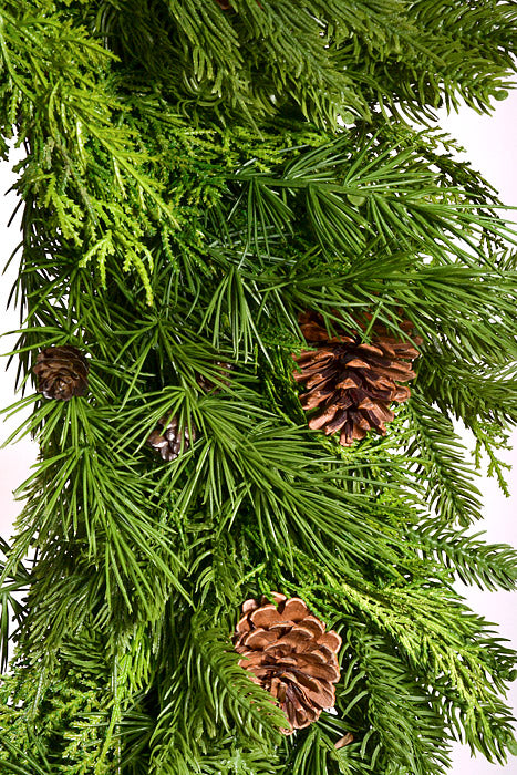 36" Artificial Natural Real Touch Mix Evergreen Wreath Green