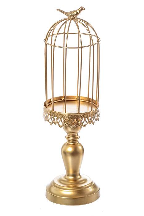 11"/ 15" / 16.5" Metal Candle Stand W/bird Cage Gold