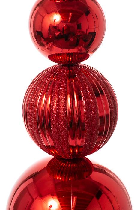 36" Lg Vp Ball Stack Shiny/glitter Finial Stake Red
