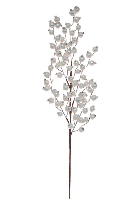 26" Water Proof Metallic Berry With Tinsel Spray Platinum/White