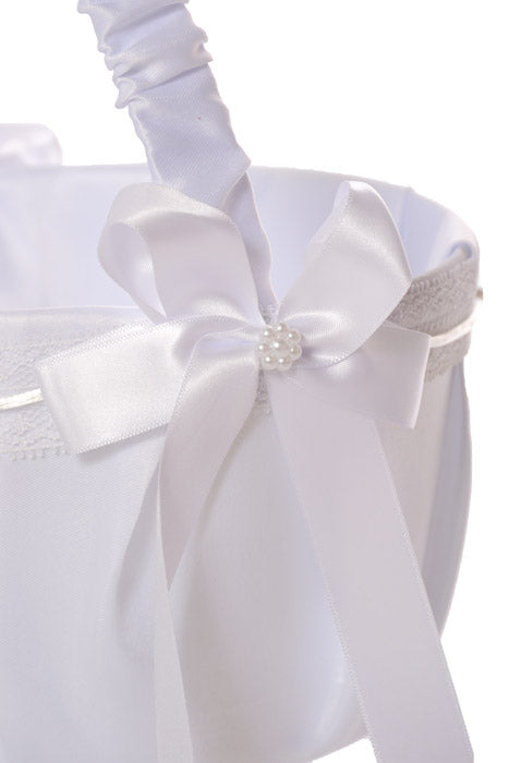 8" Fabric Basket With Pearl White