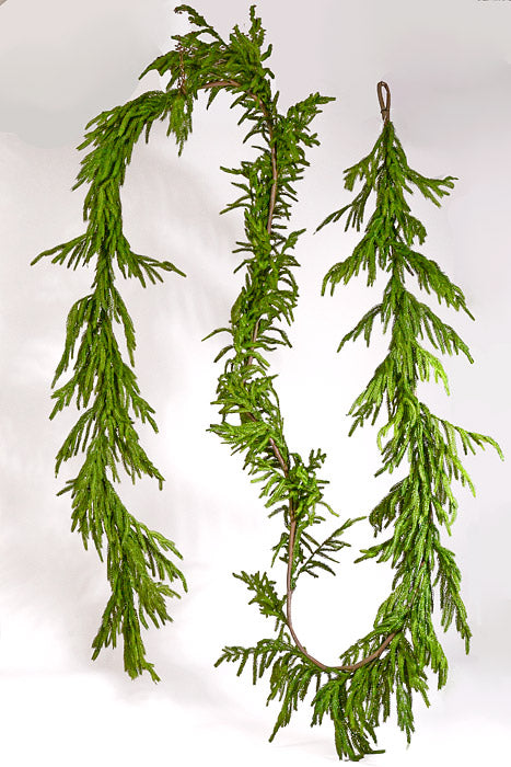 180" Artificial Real Touch Norfolk Pine Garland Natural Green