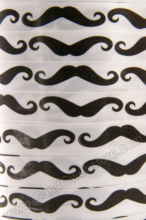 3/8" X 250yds Mustash Curling Ribbon Black/white