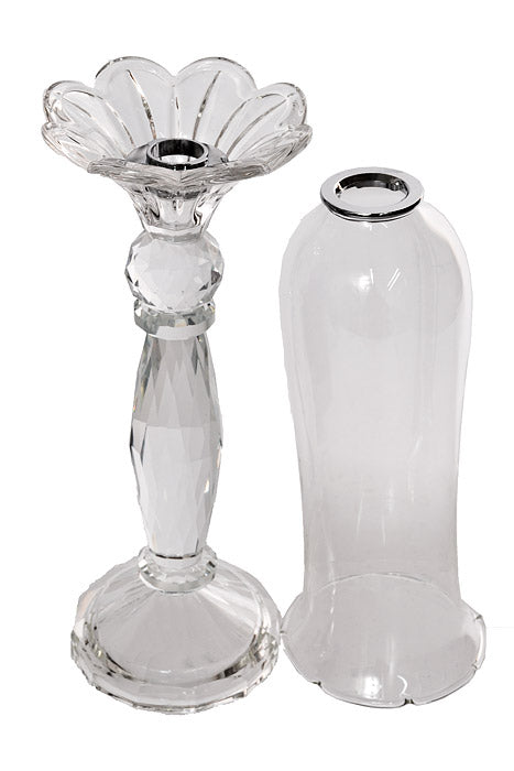 17.5" Crystal Candle Holder With Glass Clear