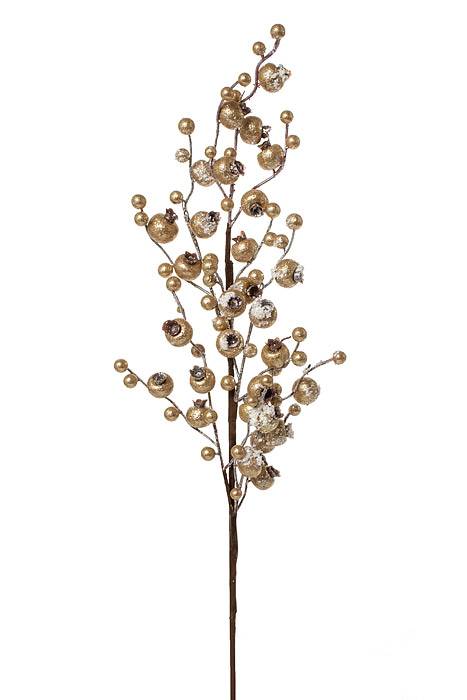 26" Frosted Metallic Pomo Berry Spray Frosted Gold