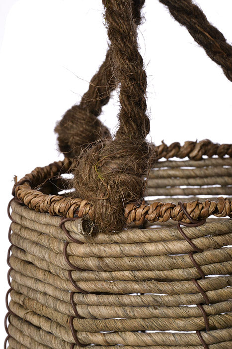 5.5" X 7" Hemp Rope Lantern Grey