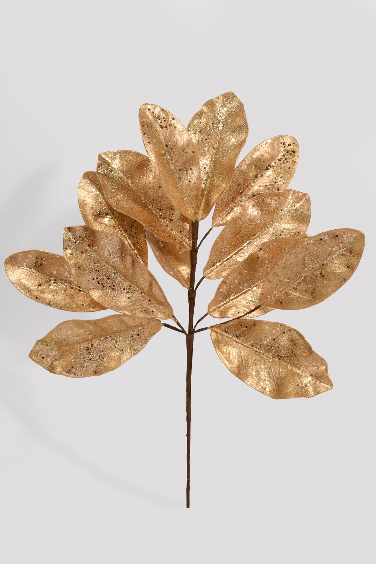 22" Glittered Metallic Leaves Bush Gold