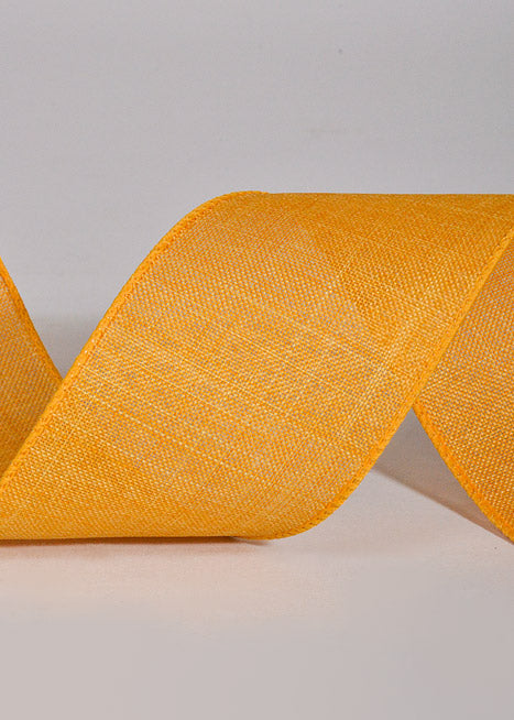 2.5" X 10Yds Wired Poly Linen Ribbon Sunflower