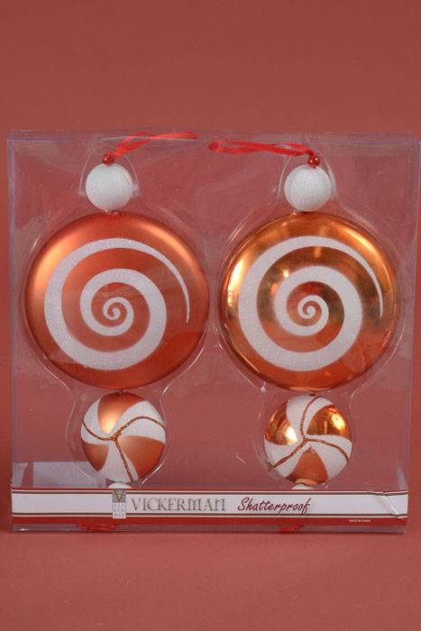 9" Candy Dangle Ornaments Orange/white Set/2