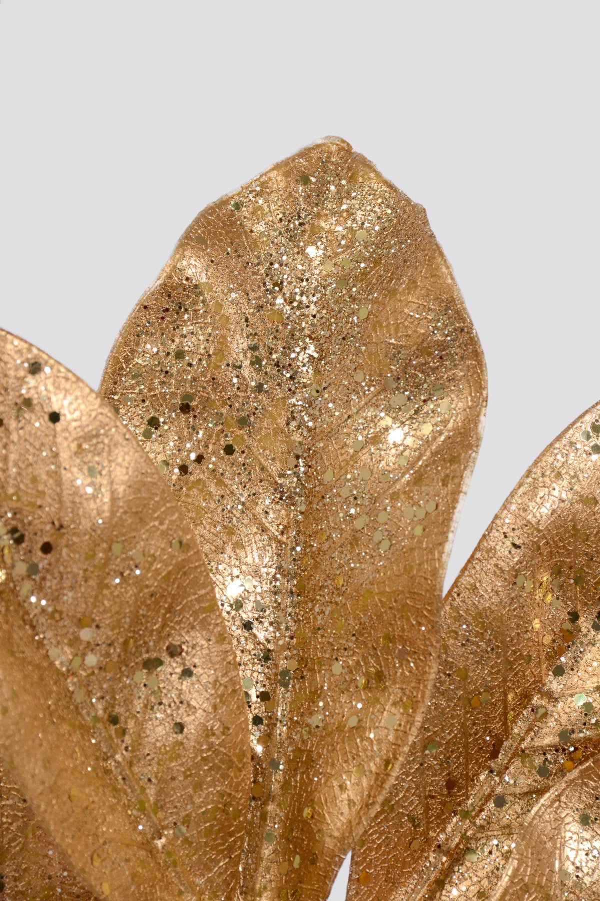 22" Glittered Metallic Leaves Bush Gold