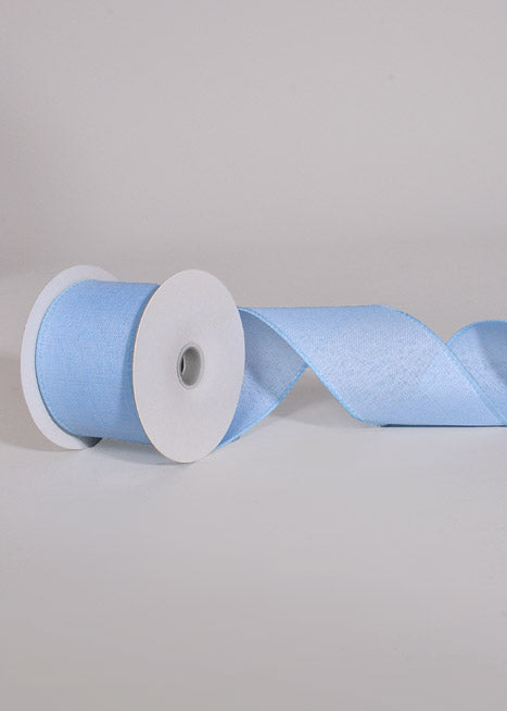 2.5" X 10Yds Wired Poly Linen Ribbon Light Blue