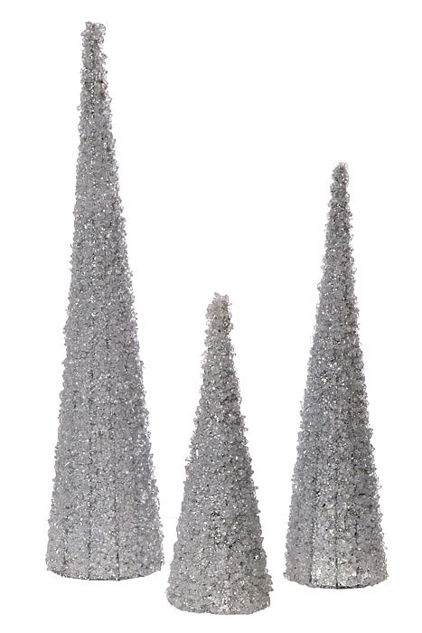 13"/18"/24" Ice Cone Silver Set/3