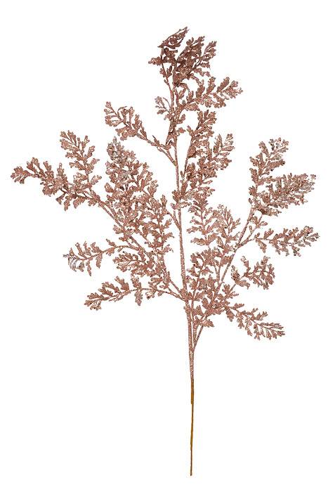 24" Glittered Wild Fern Spray Blush Pink Pkg/3