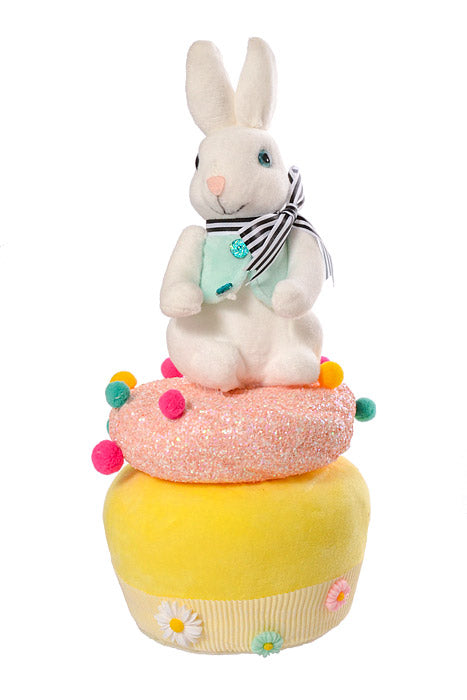 12.5" Styrofoam Bunny On Cupcake Pastel/Multi Color