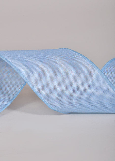 2.5" X 10Yds Wired Poly Linen Ribbon Light Blue