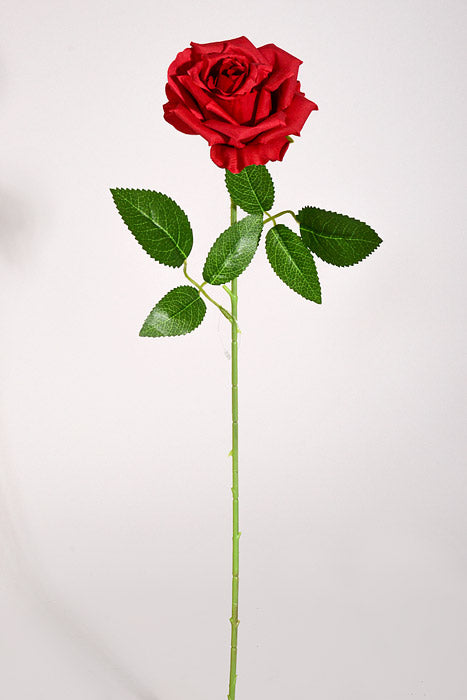 20" Silk Rose W/Thorns Stem Red