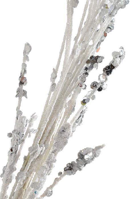 35" Glitter Sequin Tip Grass Spray White/silver