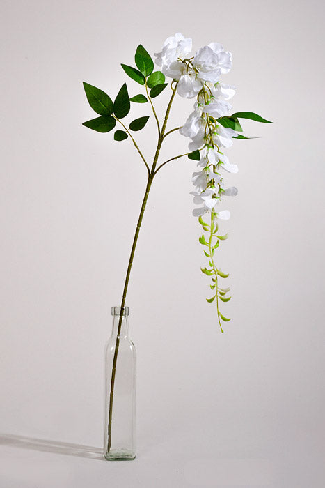 44" Silk Wisteria Hanging Spray White