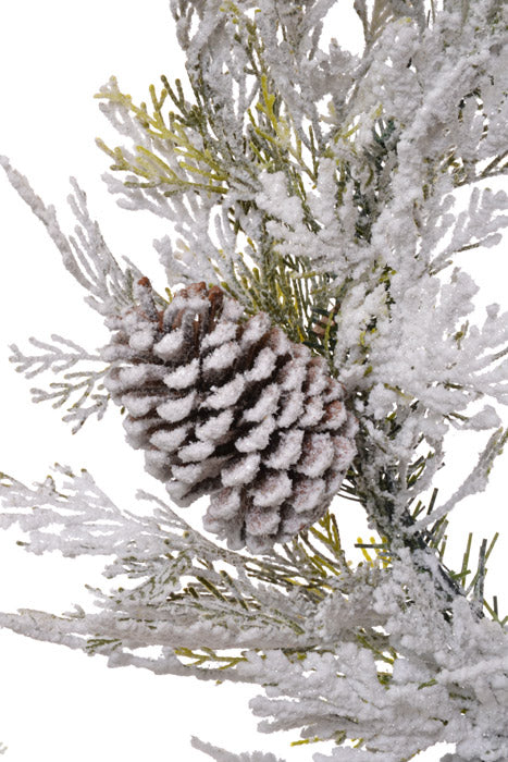 24" Snow Wreath Cedar Pinecone (Snow/Green)