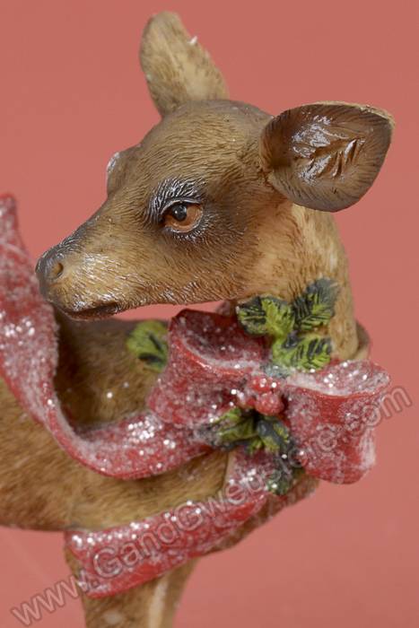 4"/6" Ceramic Christmas Deer Brown Set/2