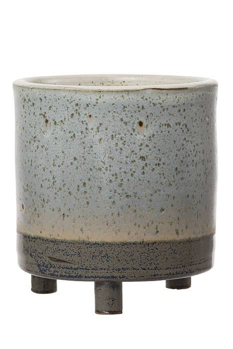 5.5" X 6.75" Lova Footed Pot Blue