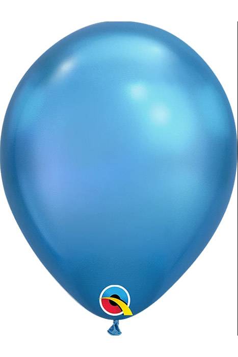 7" Round Chrome Latex Balloon Blue Pkg/100