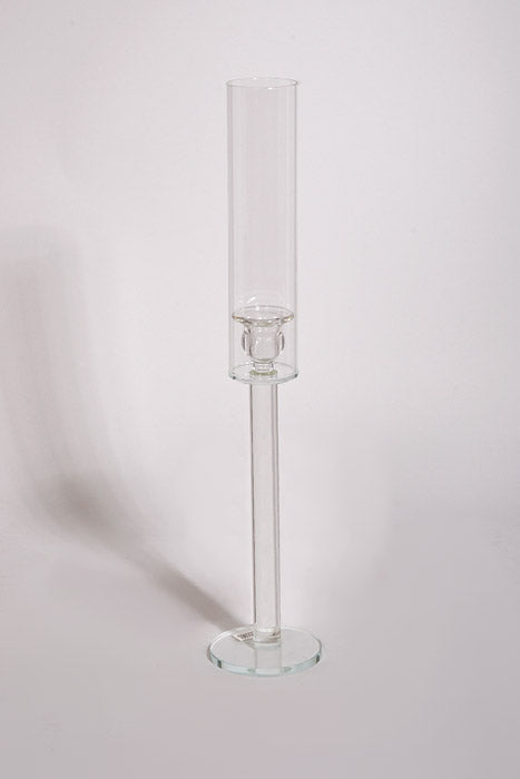 20" Crystal Candle Holder With Glass Clear