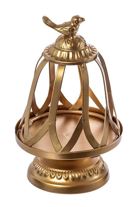 9.75"/13" Metal Cake Stand W/bird Gold