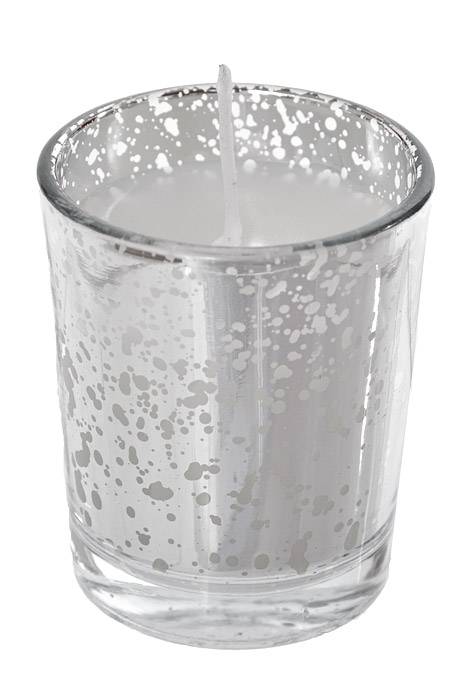 2.5" X 2" Mercury Glass Votive W/candle Silver Pkg/25