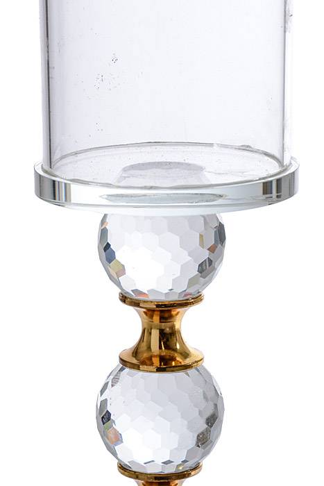 9.75"/12"/14" H Glass Candle Stand Gold/clear