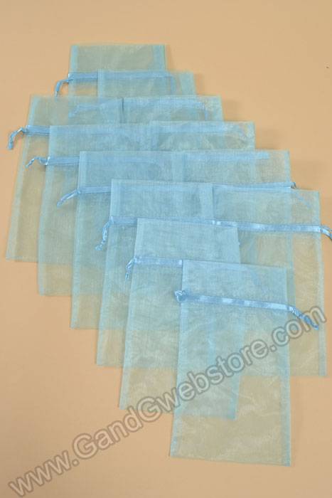 6" X 10" Organza Pouches Turquoise Pkg/12