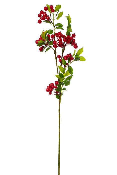 33.5" Berry Spray W/leaves Red