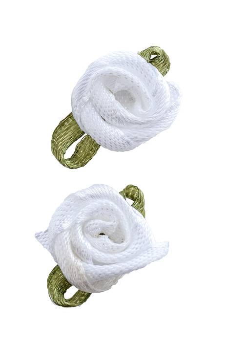 3/4" Ribbon Rose White Pkg/12