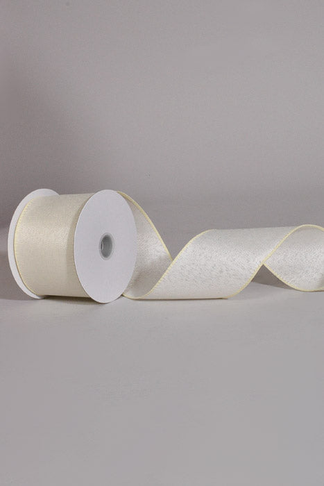 2.5" x 10Yds Wired Poly Linen Ribbon Ivory