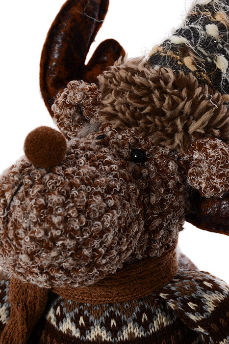 16" Stuffed Reindeer With Scarf Brown