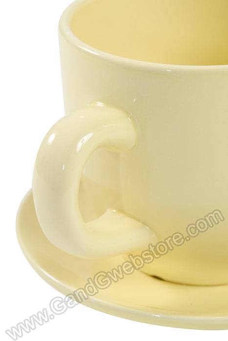 5" X 6.5" Cup/saucer Ceramic Pottery Yellow