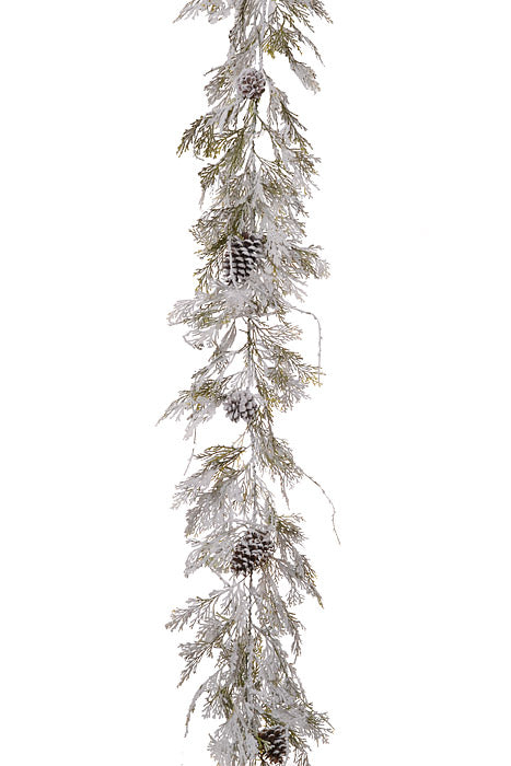 6Ft Snow Cedar Pinecone Garland (Green)