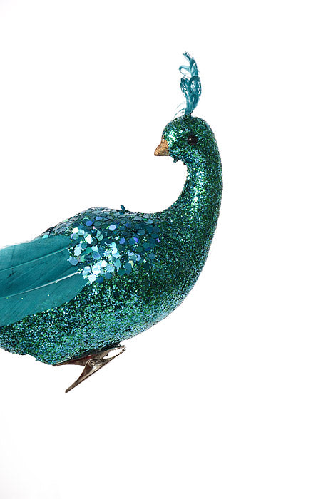 22" Long Tail Feather Glitter Phoenix Teal