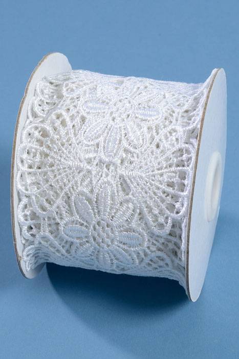 2.5" X 5yds Embroidery Lace Ribbon White