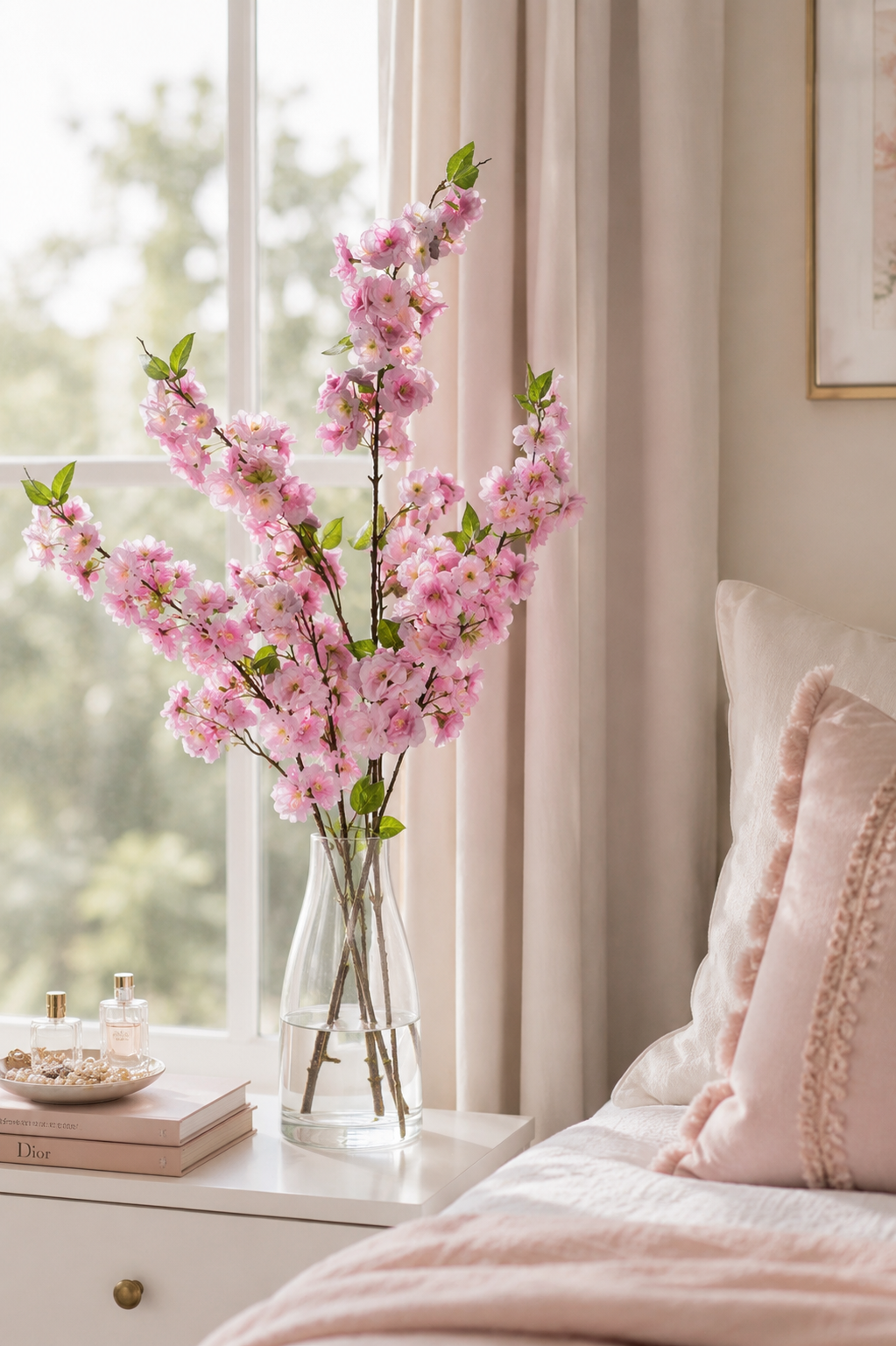 48" Silk Cherry Blossom Spray Pink