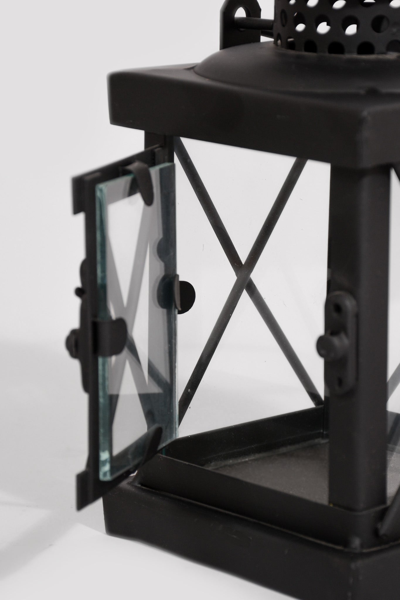4" X 8" Metal & Glass Candle Lantern Black/Copper