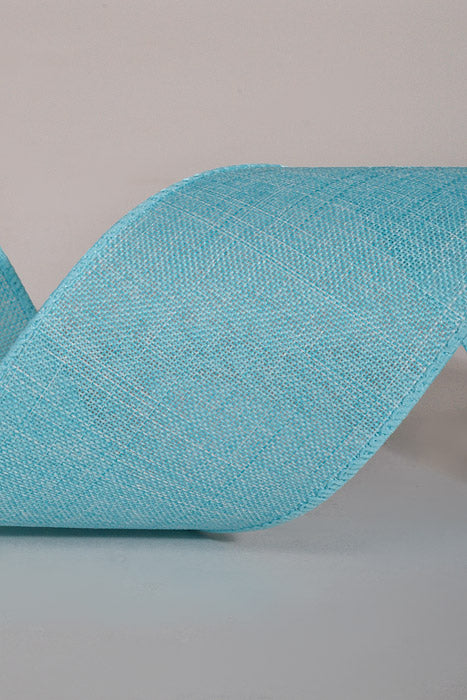 2.5" X 10Yds Wired Poly Linen Ribbon Sea Blue