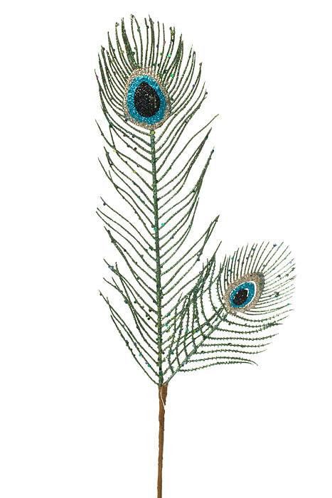 29" Glitter Plastic Peacock Feather Peacock