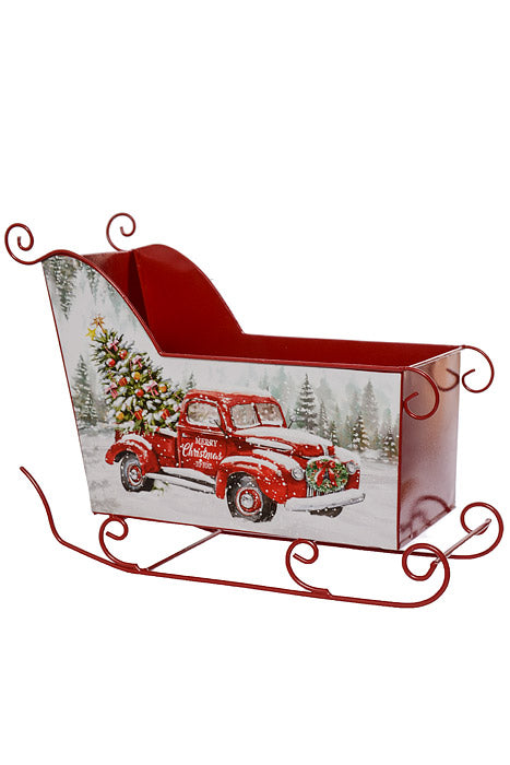 10" Metal Sleigh Red