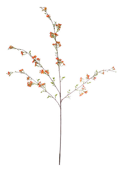 40" Silk Wax Flower Spray Orange/Yellow