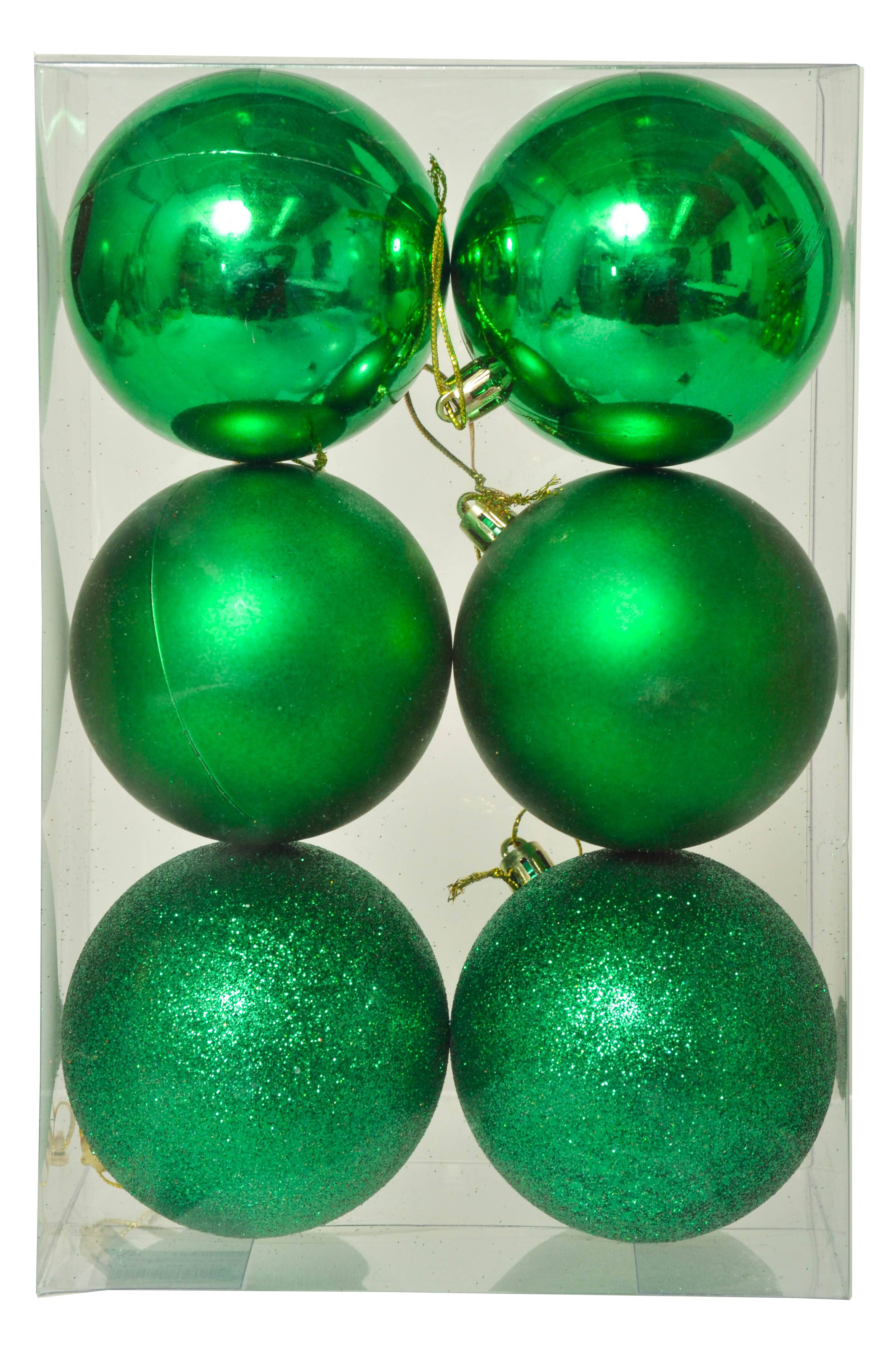 80mm Plastic Shiny/matt/glitter Ball Green Pkg/6