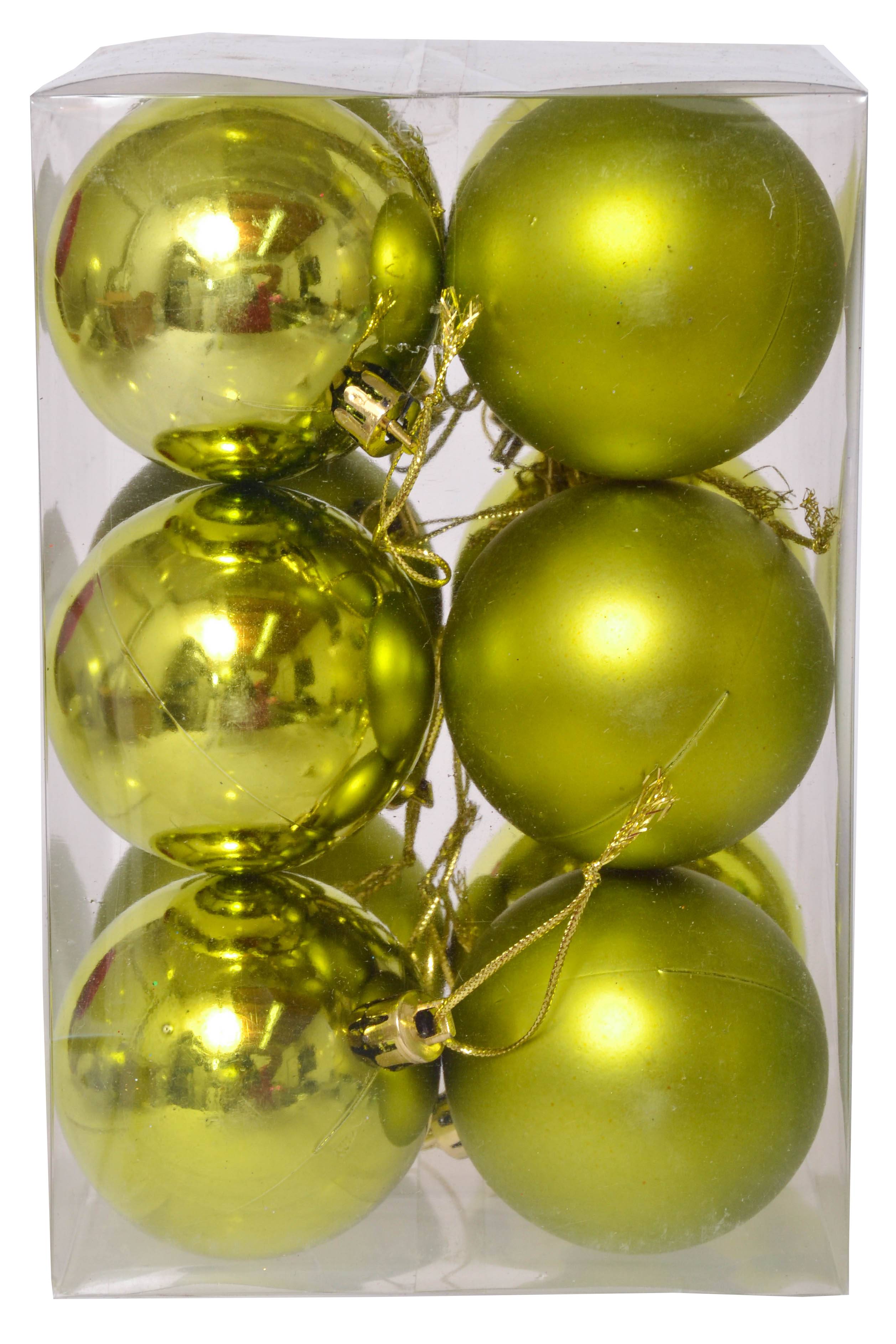 60mm Shiny & Matte Plastic Ball Apple Green Pkg/12