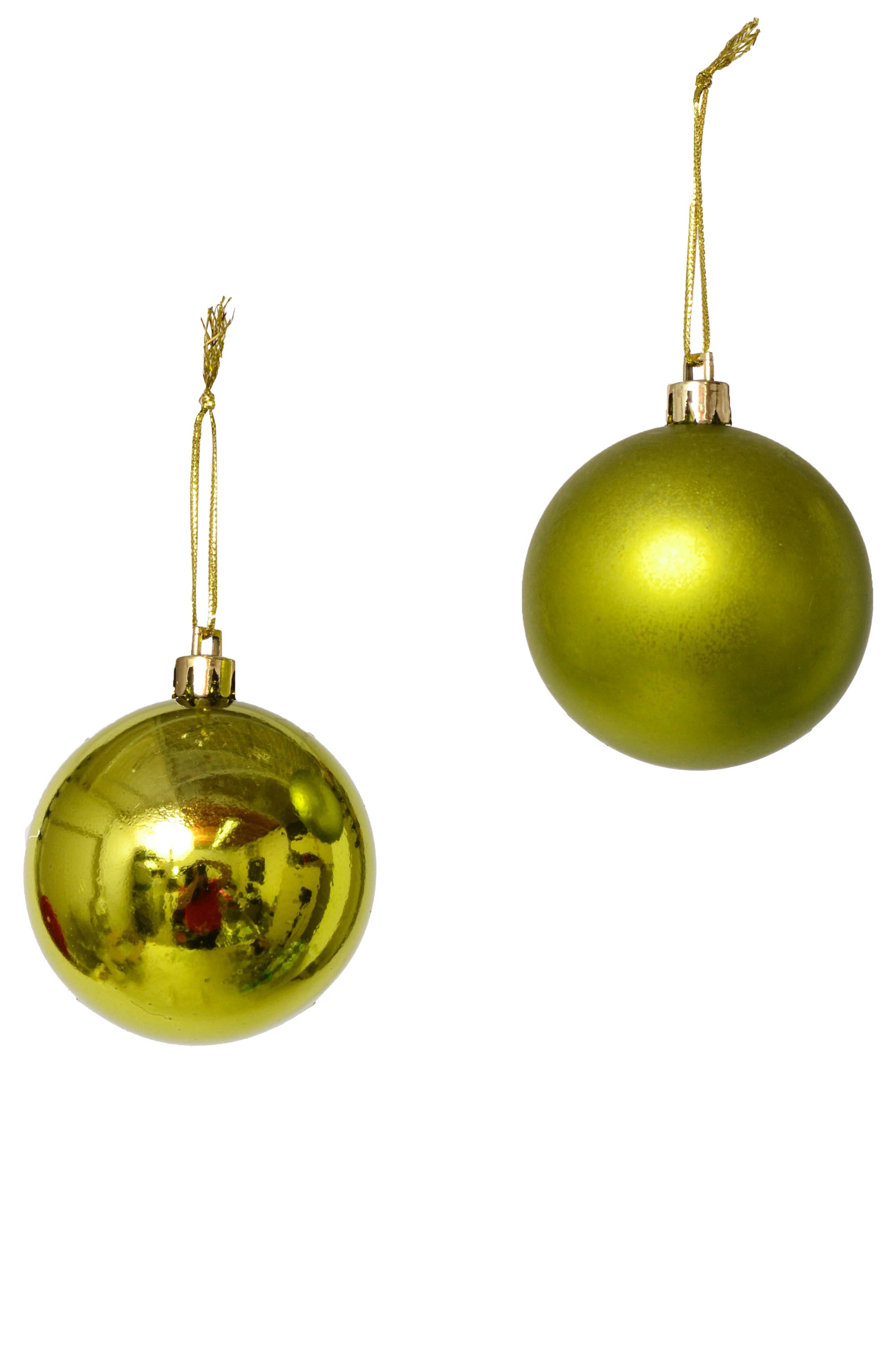 60mm Shiny & Matte Plastic Ball Apple Green Pkg/12