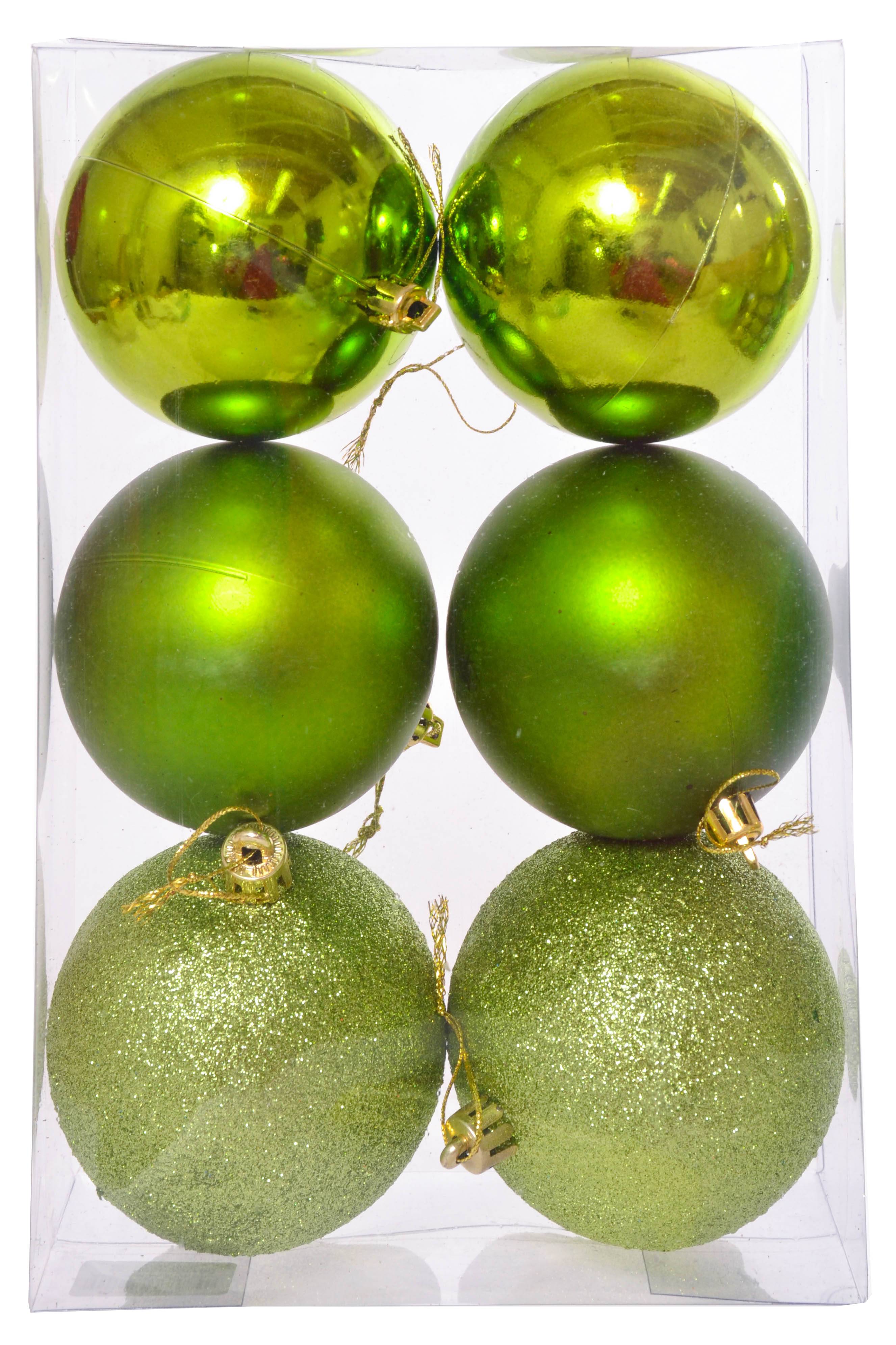 80mm Shiny/matt/glitter Ball Apple Green Pkg/6